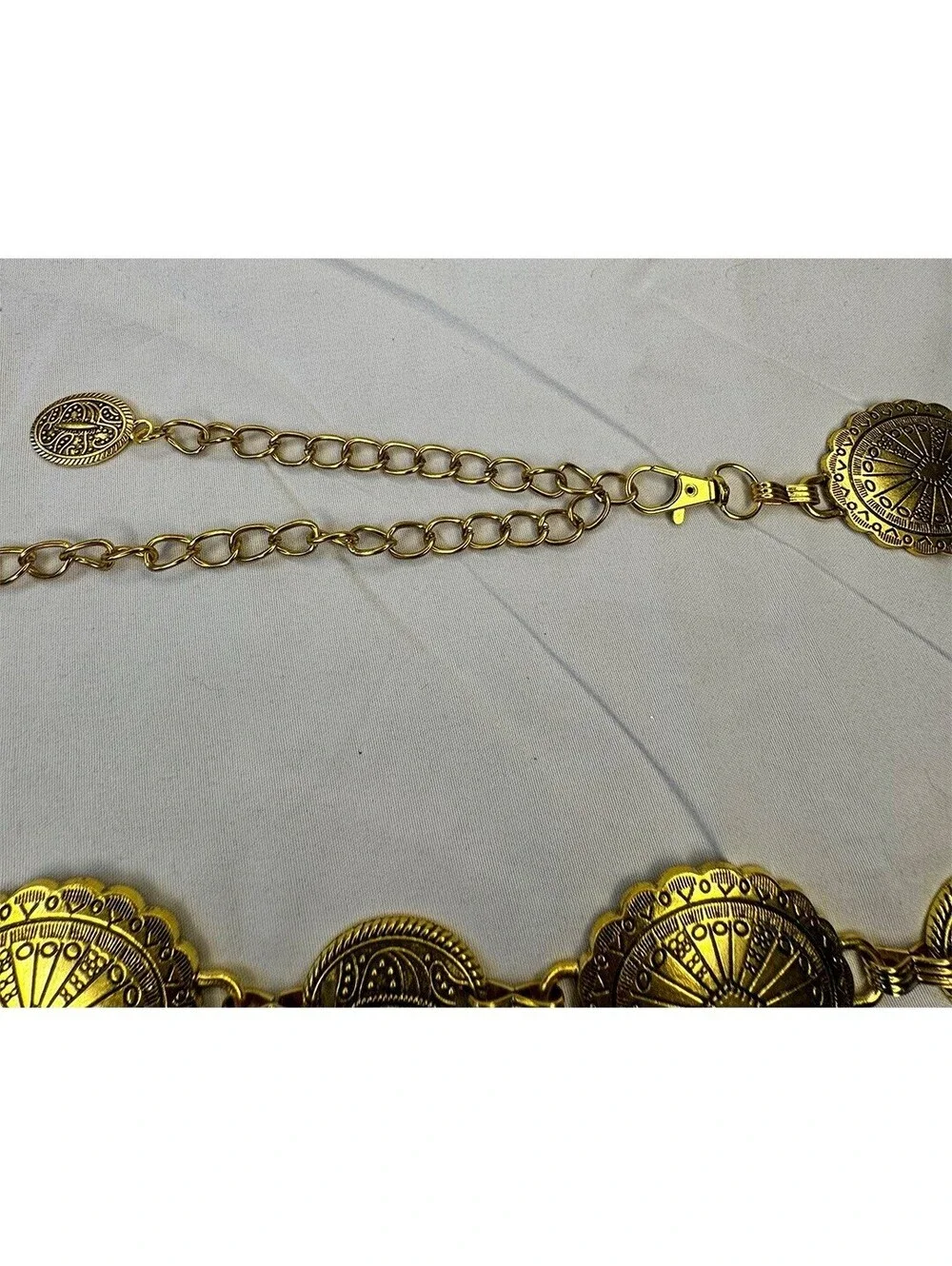 Unbranded Concho Chain Belt Gold S/M Oval Sunburst Western Boho NWOT